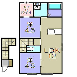 東近江市中小路町アパート 2LDKの間取図画像