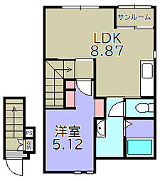 ルートヴィレッジ彦根 1LDKの間取図画像