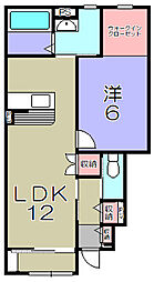 守山市伊勢町アパート 1LDKの間取図画像