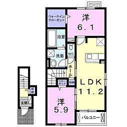 イーストフィールド1 2LDKの間取図画像