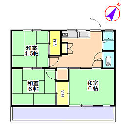 ハイツ恵 3階3Kの間取り