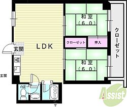 シャトーすずらん  ｜ 兵庫県神戸市北区鈴蘭台北町2丁目3-8（賃貸マンション2LDK・2階・45.02㎡） その2