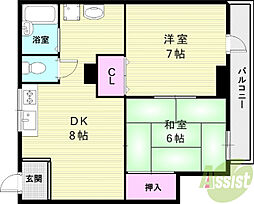 シャトーすずらん3 2LDKの間取図画像