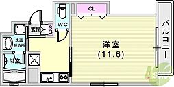 エスティ・ロアール神戸西 1Kの間取図画像