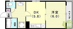 ラムール鈴蘭台南 1DKの間取図画像