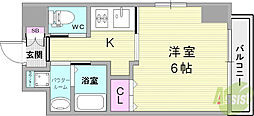 エステムコート神戸元町ヒルズ 1Kの間取図画像