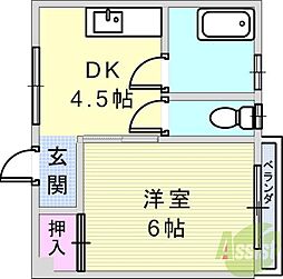 平野マンション 1DKの間取図画像