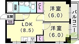 メゾン南山 2LDKの間取図画像