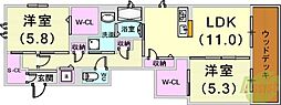 フェリーチェ上三条 2LDKの間取図画像