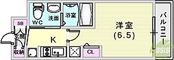 エステムコート神戸ハーバーランド前5アクア 1Kの間取図画像