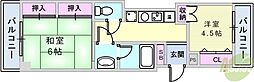 トシヤマンション 2Kの間取図画像