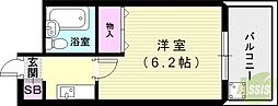 マンエイマンション 1Kの間取図画像