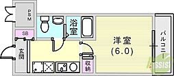 グリーン・ネス神戸駅前 1Kの間取図画像