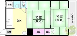 クィーンマンション 2DKの間取図画像