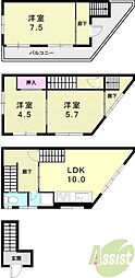 幸楽園ビル 3LDKの間取図画像