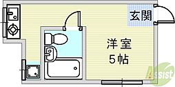 パークサイド湊川 ワンルームの間取図画像