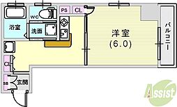 エステムコート神戸ハーバーランド前2 1Kの間取図画像
