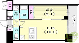 プレサンス兵庫ヴィアーレ 1LDKの間取図画像