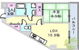サンリッジ湊川 1LDKの間取図画像