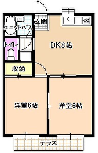 メゾンドクレール ｜長野県飯田市上郷飯沼(賃貸アパート2DK・1階・41.38㎡)の写真 その2
