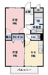 サープラスツー中島ハイツ 2DKの間取図画像