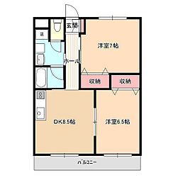 レジデンスやまぶき 2DKの間取図画像