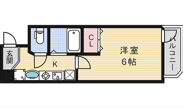 ブリリアントコート農人橋 ｜大阪府大阪市中央区農人橋２丁目(賃貸マンション1K・4階・19.10㎡)の写真 その2