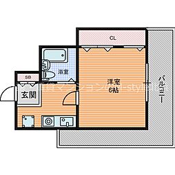 エスリード塚本 1Kの間取図画像