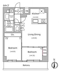 ドゥーエ南千住 3階2LDKの間取り