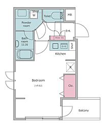 レジディア世田谷若林 ワンルームの間取図画像