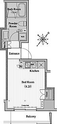 レジディア月島2 ワンルームの間取図画像
