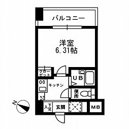 レジディア三越前 1Kの間取図画像