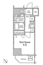 レジディア国立 1Kの間取図画像