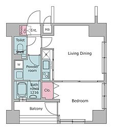 レジディア広尾南 1LDKの間取図画像