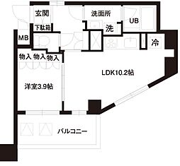 レジディア白金高輪 1LDKの間取図画像