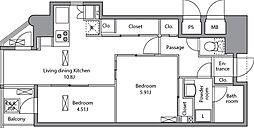 RESIDIAIRIYA 2LDKの間取図画像