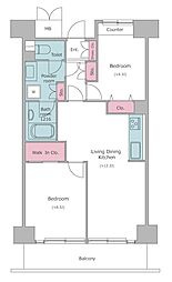 レジディア芝浦 2LDKの間取図画像