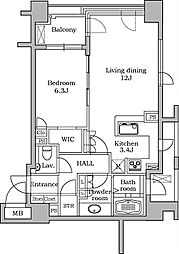 レジディア代官山 1LDKの間取図画像