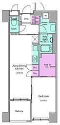 レジディア日本橋浜町 1LDKの間取図画像