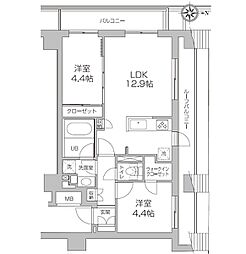 レジディア高円寺 2LDKの間取図画像