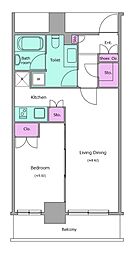 レジディア月島2 1LDKの間取図画像