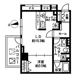 レジディア四谷三丁目 1LDKの間取図画像