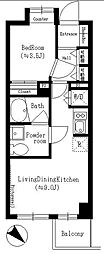 レジディア六本木檜町公園 1LDKの間取図画像