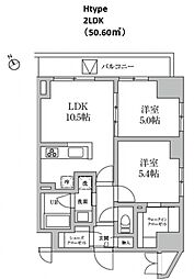 RESIDIA日本橋馬喰町2 2LDKの間取図画像