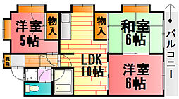 観ビル2 3LDKの間取図画像