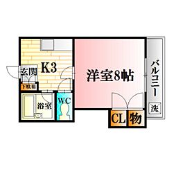 Yビル弐番館 1Kの間取図画像
