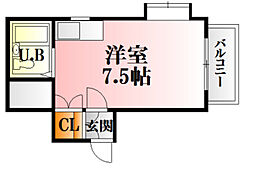 JR可部線 可部駅 徒歩14分の賃貸マンション 3階ワンルームの間取り