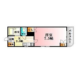 レジデンス白井 1Kの間取図画像