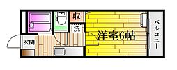 第2大下ビル 1Kの間取図画像