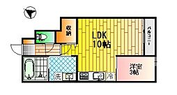 エスリーA棟 1LDKの間取図画像